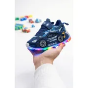 Adidasi cu luminite pentru baietei - masinuta albastra super led adled-1-2-r