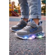 Adidasi gri cu luminite pentru baieti cyx adt-57-r