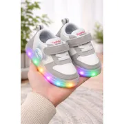Adidasi gri cu luminite pentru baieti ursuletul panda adt-53-r