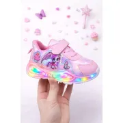 Adidasi roz cu luminite pentru fetite ponei adt-19-1