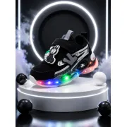Pantofi sport cu lumini led, model accesoriu cu ursulet, piele ecologica, negru adt-31-1