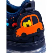 Pantofi sport cu lumini led, model masinute, piele ecologica si textil, baieti, bleumarin adt-51-1