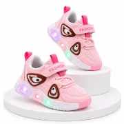 Pantofi sport cu lumini led, model super panda, textil, fete, roz adt-19-1