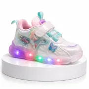 Pantofi sport cu luminite, model cu fluturas si zana, piele ecologica, fete, alb ad30-82