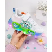 Pantofi sport cu luminite, model iepurasi, piele ecologica, fete, alb ad30-78
