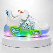 Pantofi sport cu luminite, model iepurasi, piele ecologica, fete, alb ad30-78