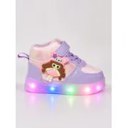 Pantofi sport inalti cu luminite, model papusa, piele ecologica, fete, mov ad30-76