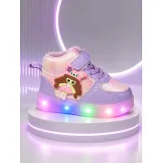 Pantofi sport inalti cu luminite, model papusa, piele ecologica, fete, mov ad30-76