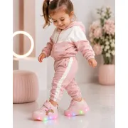 Pantofi sport inalti cu luminite, model papusa, piele ecologica, fete, roz ad30-81