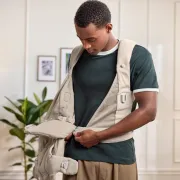 Baby Bjorn - Marsupiu ergonomic Baby Carrier Hold, Sand Gray, tesatura periata