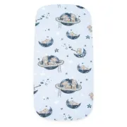 Cearceaf cu elastic, New Baby, Pentru landou, Din Bumbac certificat Oeko-Tex 100, 35 x 75 cm, 0 luni+, Teddy bear in space BYN56676
