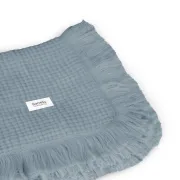 Muselina, Lionelo, Din bumbac, Lavabila la masina de spalat, Dimensiune mare 70x100 cm, Albastru BYNLO-MUSLIN_BLANKET_STONE_BLUE