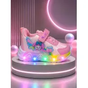 Pantofi sport cu luminite, model baloane colorate, piele ecologica, fete, roz ad30-85