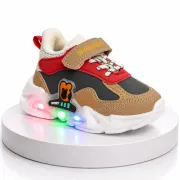 Pantofi sport cu luminite, model bubudoo 2, piele ecologica, baieti, multicolor ad30-90