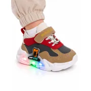Pantofi sport cu luminite, model bubudoo 2, piele ecologica, baieti, multicolor ad30-90