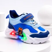 Pantofi sport cu luminite, model bubudoo 3, piele ecologica, baieti, albastru ad30-91