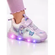 Pantofi sport cu luminite, model cu fluturas si zana, piele ecologica, fete, mov ad30-82-x