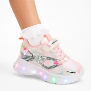 Pantofi sport cu luminite, model fluturas, piele ecologica, fete, roz ad30-100