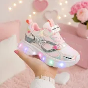 Pantofi sport cu luminite, model fluturas, piele ecologica, fete, roz ad30-100