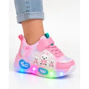 Pantofi sport cu luminite, model iepurasi, piele ecologica, fete, roz ad30-78-1
