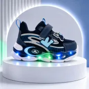 Pantofi sport cu luminite, model navy style, piele ecologica, baieti, bleumarin ad30-111