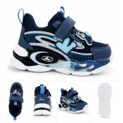 Pantofi sport cu luminite, model navy style, piele ecologica, baieti, bleumarin ad30-111