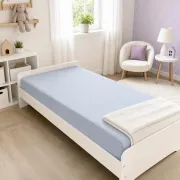 Saltea SmartNest 140x70x12 cm in 5 straturi pentru paturi copii 2-8 ani, husa bumbac ranforce bleu uni - ASC6427968021979