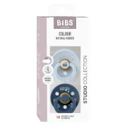 Bibs - set 2 suzete colour studio collection holiday train steel, tetina rotunda, 0 luni+, baby blue bbb11043101
