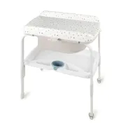 Cadita de baie cu suport, Jane, Flip, Cu 2 pozitii anatomice, Cu masuta de infasat, Cu tavita si compartimente pentru accesorii, Conform cu standardele europene EN 17072:2018EN 12221:2008+A1:2013, Mist BYN8420421092965