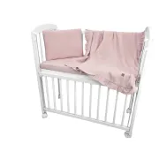 Lenjerie patut cu 3 piese, Qmini, Aurora, Pentru co-sleeper, Din muselina dubla, Material certificat Oeko Tex Standard 100, Powder Pink BYN6426972034487