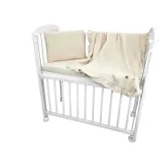 Lenjerie patut cu 3 piese, Qmini, Aurora, Pentru co-sleeper, Din muselina dubla, Material certificat Oeko Tex Standard 100, Warm Beige BYN6426972034494