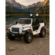 Masinuta Electrica Copii Jeep Wrangler 12v 4x4, Telecomanda, Bluetooth, 4 Motoare, Usi Functionale, Sa Piele Pjbc4k555wit