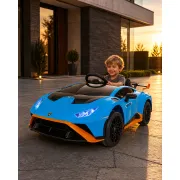 Masinuta Electrica Copii Lamborghini Huracan Sto 12v, Functie Drift, Telecomanda 2.4g, Bluetooth, Usb, Sa Piele, 3-5 Ani Pjbc4k0026blauw
