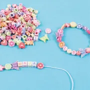 Set creatie cu de 350 de margele colorate pastel, diverse forme - okepb2472434