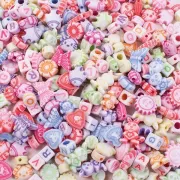 Set creatie cu de 350 de margele colorate pastel, diverse forme - okepb2472434