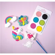 Set creativ mulaje din ipsos unicorn diy cu magneti, vopsele si pensula - okepb2472424
