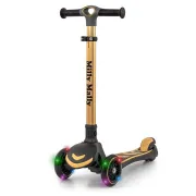 Trotineta pliabila Milly Mally Boogie Gold, roti din silicon cu Led, platforma antiderapanta, greutate admisa 50 kg