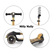 Trotineta pliabila Milly Mally Boogie Gold, roti din silicon cu Led, platforma antiderapanta, greutate admisa 50 kg