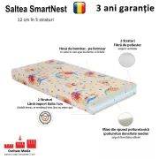 Saltea SmartNest 95x64x12 cm in 5 straturi pentru paturi copii - ASC6427968021825