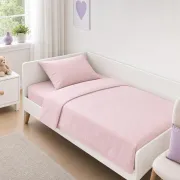 Lenjerie in 3 piese Roz Uni pentru pat copii 0-5 ani compatibila cu saltea 120x60 cm - ASC6427968022082