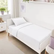 Lenjerie in 3 piese Alb Uni pentru pat copii 0-5 ani compatibila cu saltea 120x60 cm - ASC6427968022099