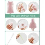 Set curatare biberoane Momcozy cu spuma 360 Push-Press Pink