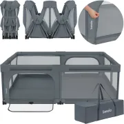 Tarc de joaca copii, Lionelo, Florence Easy Fold XL, 180 x 200 x 68 cm, Pliere, depliere automata, Include geanta de transport, Din plasa, Cu doua intrari laterale, 0-48 luni, Conform cu EN12227, Grey Stone BYNLO-FLORENCE_XL_EASY_FOLD_GREY_STONE