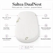 Saltea DualNest 122x67x8 pentru pat oval in 3 straturi cu husa de Jacquard Deluxe - ASC6427968022143