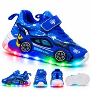 Adidasi cu luminite pentru baietei - masinuta albastra super led adled-1-2c