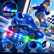 Adidasi cu luminite pentru baietei - masinuta albastra super led adled-1-2c