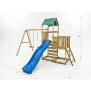 Complex joaca din lemn pentru 7 copii, cu turn, 2 leagane si platforma, max play  3.1 fungoo - okefus09880pkxb1
