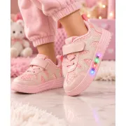 Pantofi sport cu luminite, model pink pearl, piele ecologica, fete, roz ad31-500