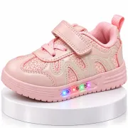 Pantofi sport cu luminite, model pink pearl, piele ecologica, fete, roz ad31-500