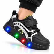 Pantofi sport cu luminite, model sporty style 2, piele ecologica, baieti, negru ad30-223